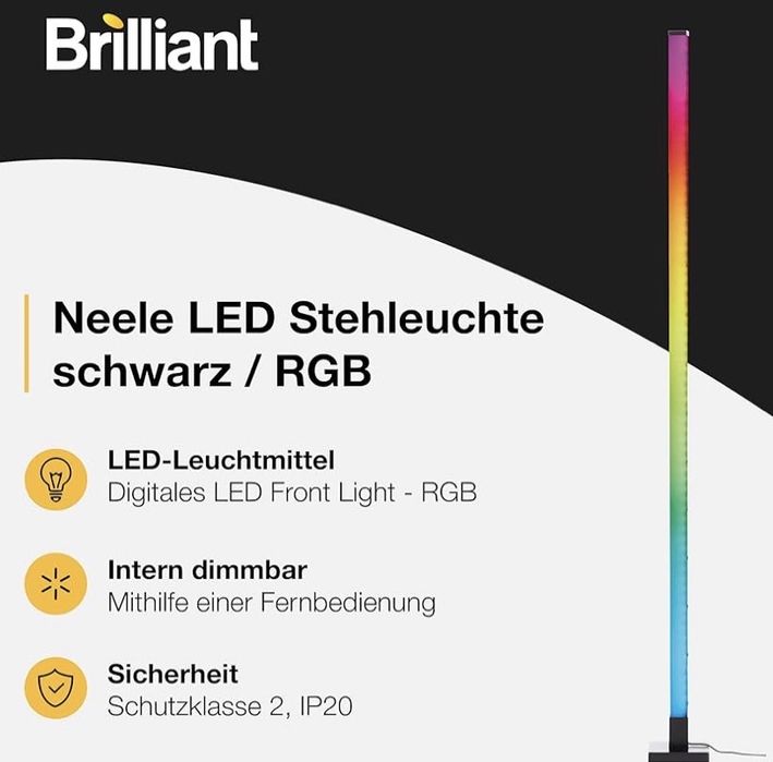 Lampă de podea LED RGB Brilliant | Înălțime 150 cm
