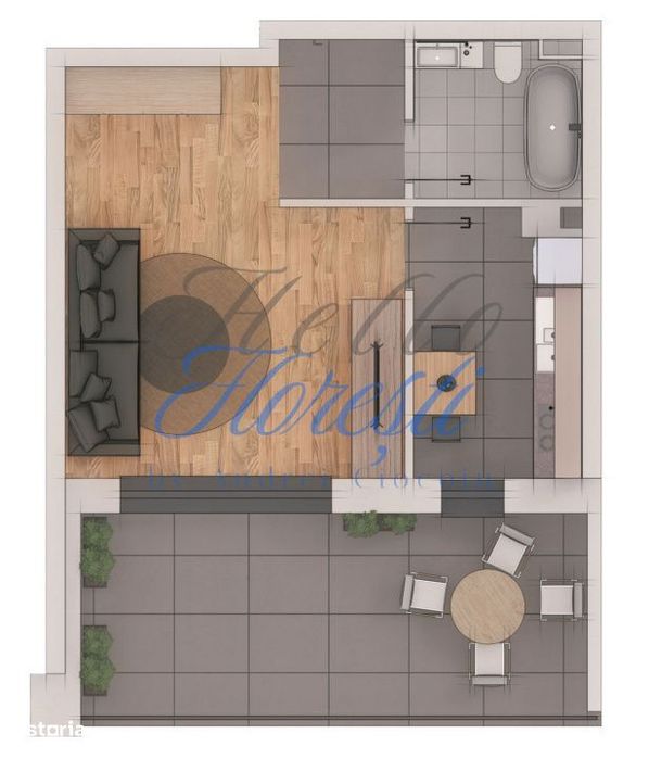Apartament 1 camera, 34mp 17mp terasa, ansamblu NZEB, zona Terra