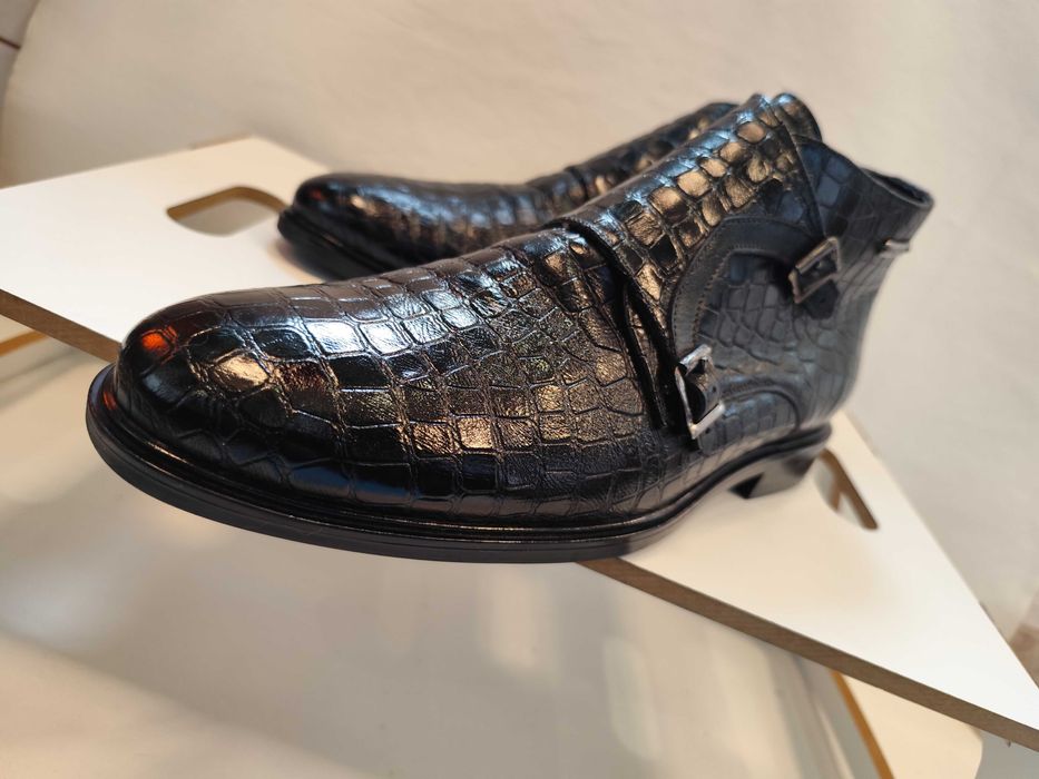 Ghete double monk 45 premium Rage Age piele naturala moale embosata