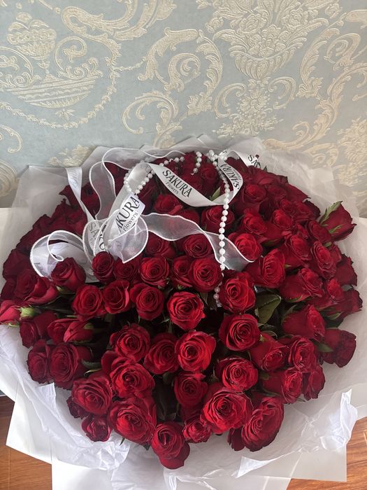 Цветы 101 роза свежие