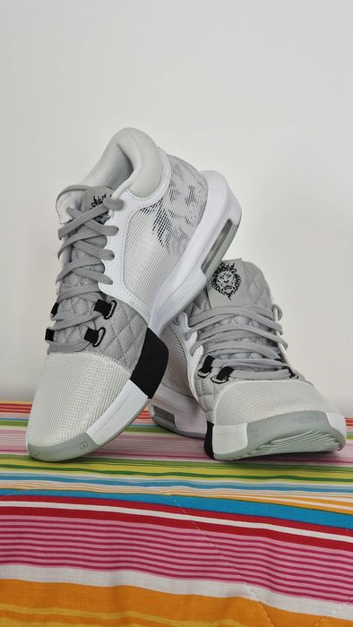 Nike, Pantofi cu amortizare pentru baschet LeBron Witness 8, Gri/Alb