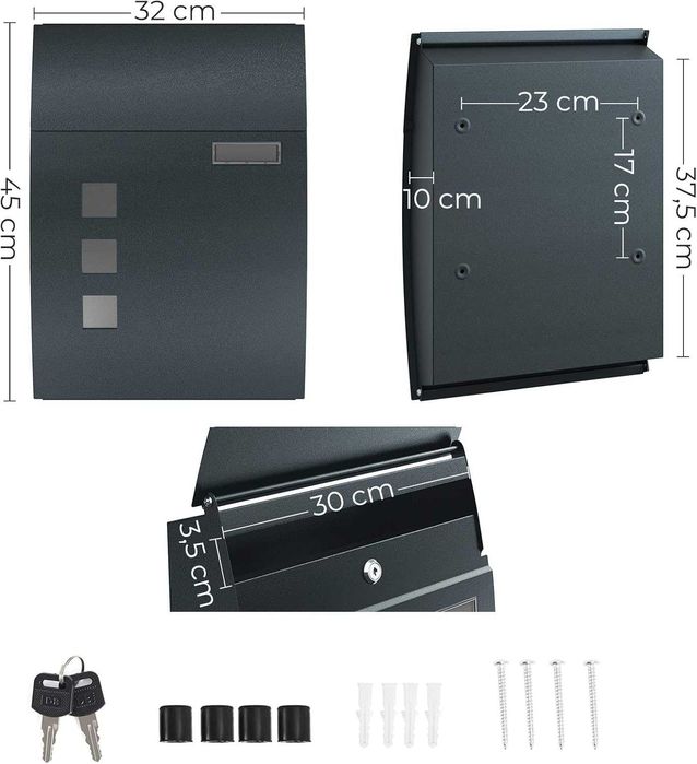 Cutie postala Songmics, otel gri-antracit