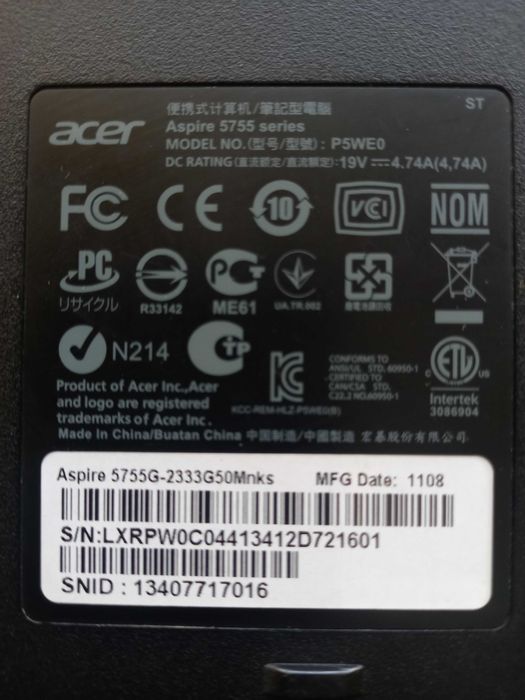 Лаптоп Acer Aspire 5755