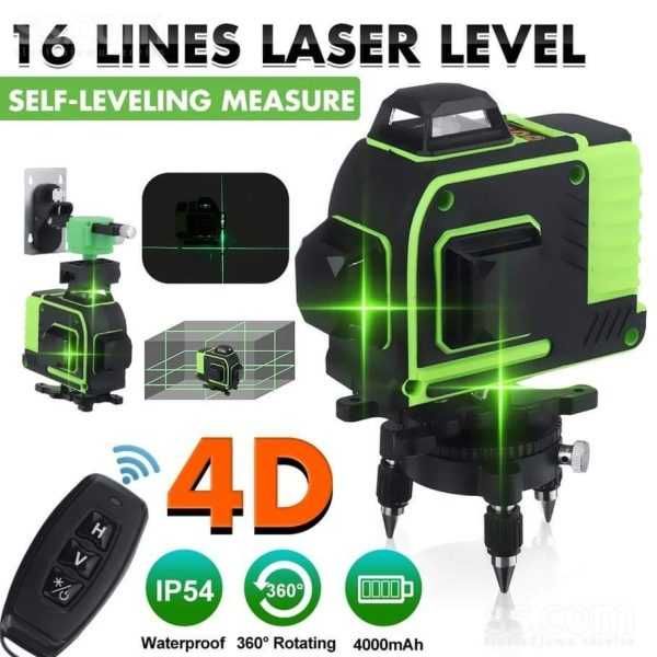 НЕСМКИ 4D Лазарен Нивелир с 16 Линии с Тринога + Аксесоари + ЛЕД ФЕНЕР