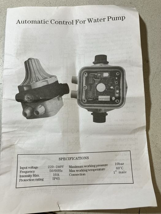 Prescontrol/Control automat pentru pompa apa