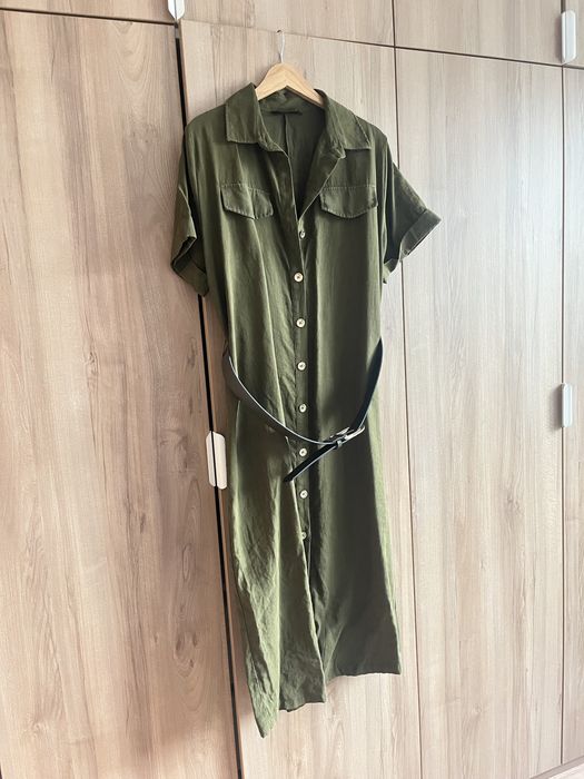 Ежедневна зелена рокля ZARA с колан