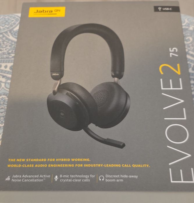 Casti Wireless Jabra Evolve2 75 Microsoft Teams, USB-A, Bluetooth, Mic