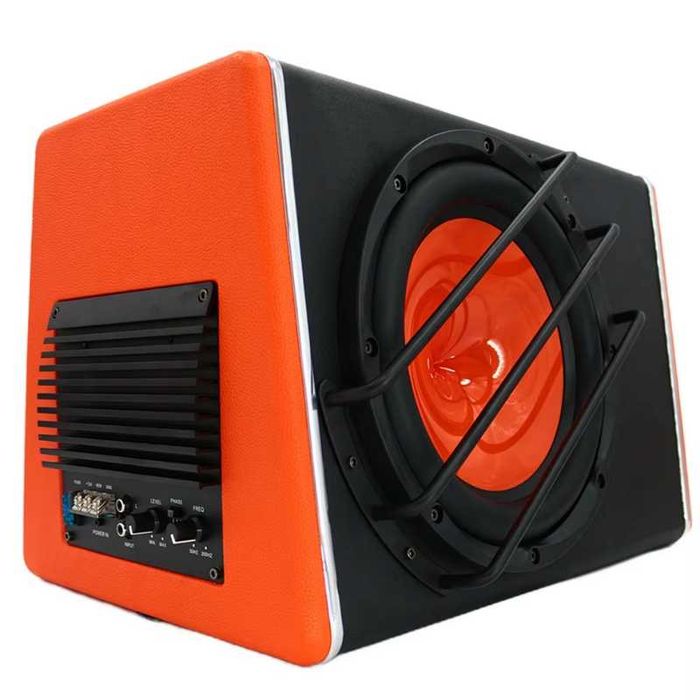 Бас каса 3800W за кола - субуфер с 10” високоговорител и интегриран усилвател + окабеляване
