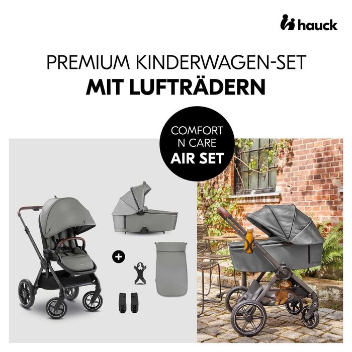 Нова Бебешка Детска Количка Hauck 2 в 1 Comfort N Care Air Set, 0-22кг, Dark Grey, Сива