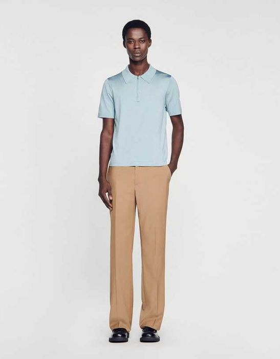 Sandro, Tricou polo cu mânecă scurtă Pablo Zip, Albastru, M