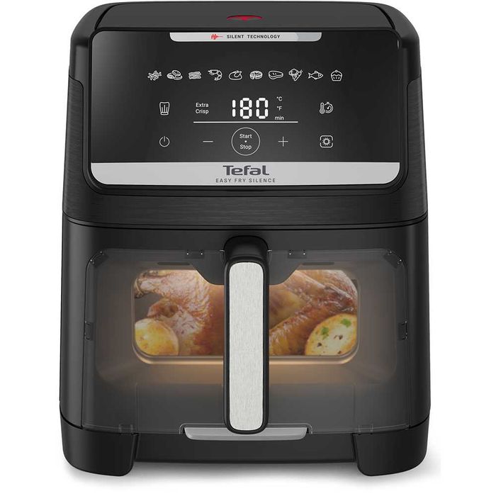 Friteuza aer cald air fryer Tefal Silence EY8468E0, 7L, geam, gratar