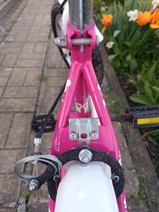 Детско розово колело с помощни гуми - 18 цола