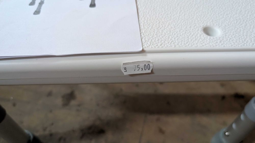 Scaun de Dus Reglabil pe Inaltime, Cadru Aluminiu, Antiderapant