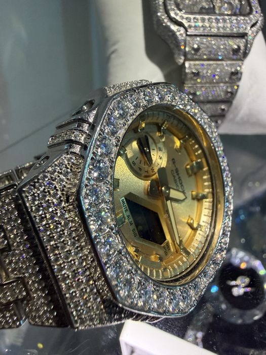 Ceas G-shock GA2100 Custom Argint 925 & Diamante VVS-1 Moissanite