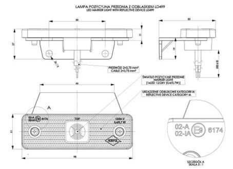 Лед страничен габарит със стойка HORPOL – БЯЛ