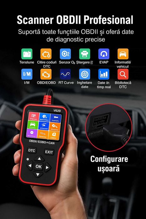 Tester auto diagnoza OBD2 citire stergere coduri V620
