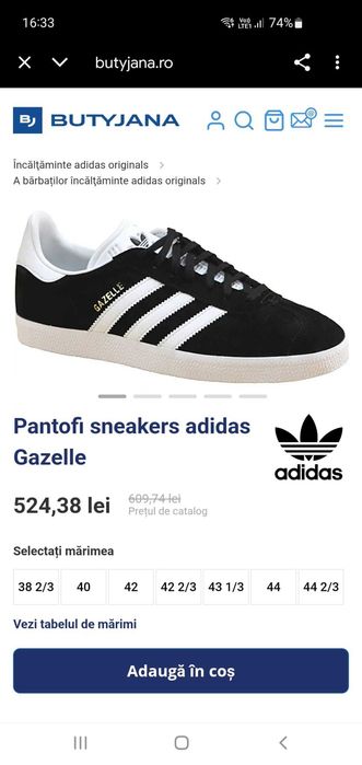Adidas Gazelle de dama masura 36 2/3 si 38 originali noi in cutie