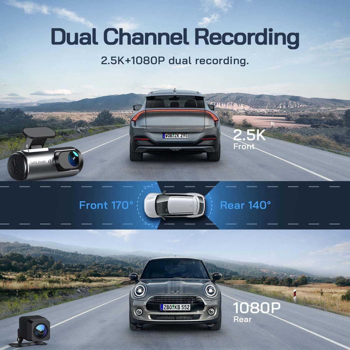 Видеорегистратор WOLFANG WD03 Dash Cam 4K, 2.5K WiFi 32GB SD Card