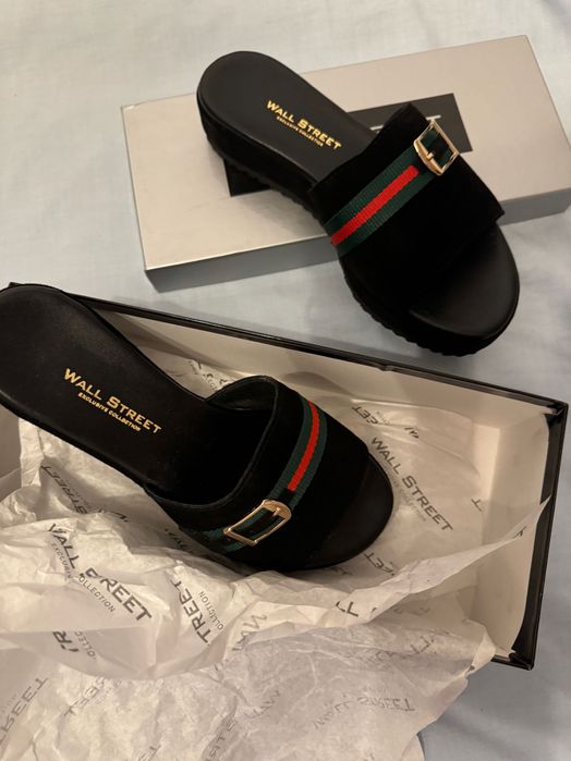 Papuci stil Gucci piele