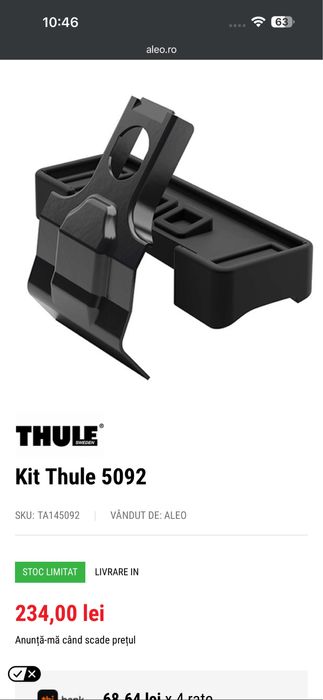 Kit Thule 145056 TA145056 si TA145092 145092  cleme -stare foarte buna