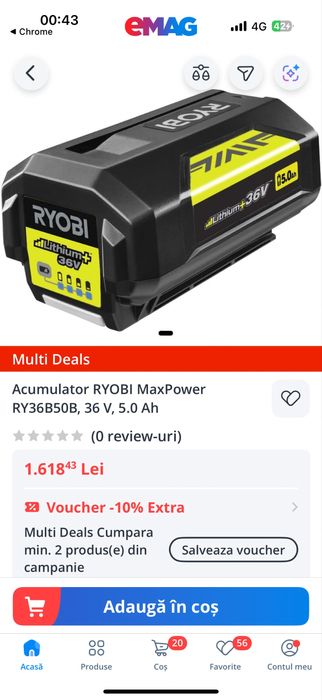 Baterie MAX POWER 4.0Ah Litiu+ MAX POWER Ryobi