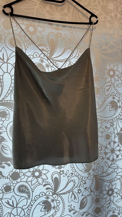 Светло син потник с блестящи презрамки