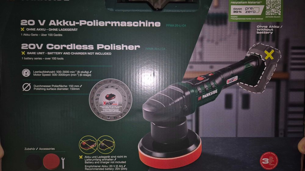 PARKSIDE 20V Акумулаторна полирмашина, НОВА полираща машина, ГАРАНЦИЯ