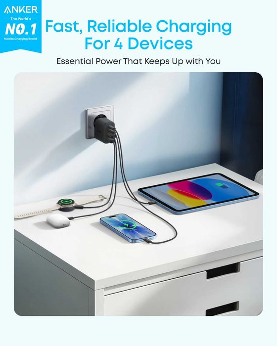 Anker Zolo USB-C зарядно за стена, до 50W обща максимална мощност