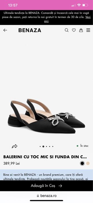 Balerini eleganti din satin,BENAZA, marimea 39