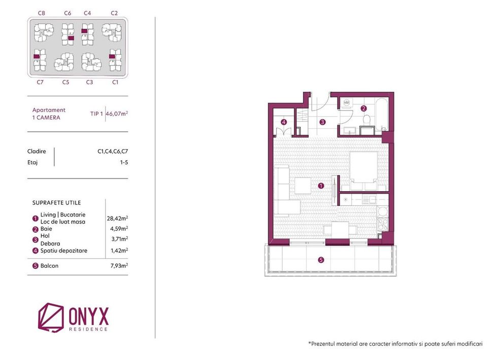 PRET PROMOTIONAL, 1 camera cu zona de dormit, Onyx Residence Galata — fotografia 3