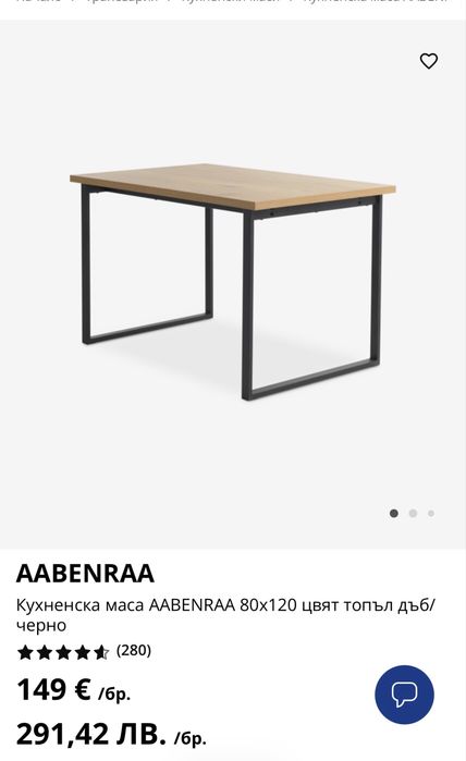 Нова маса закупена от JYSK