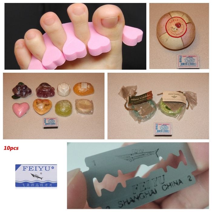 Лезвия Т-образного бритв станка. Мыло. Распорки д/пальцев для педикюра