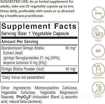 Экстракт листьев гинкго билоба,Ginkgo Biloba Leaf Extract Solgar 
180