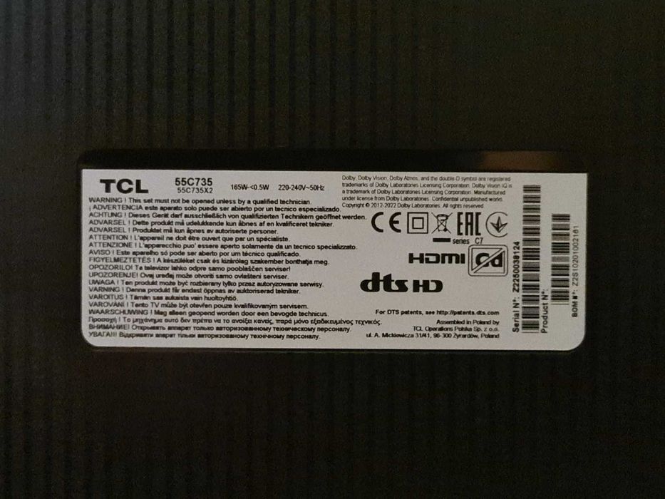 Продавам телевизор TCL 55 инча, 144Hz, 4К, Смарт с Google TV