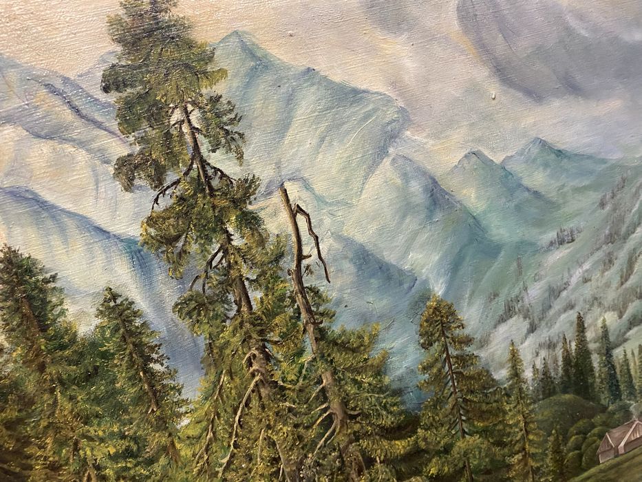 Маслена картина планински пейзаж Robert Demachy Франция 1914