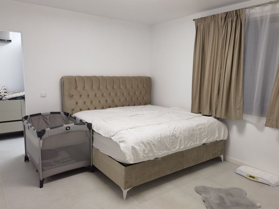 Pat tapițat 200x200 cu saltea de 32cm înclusa turcesc