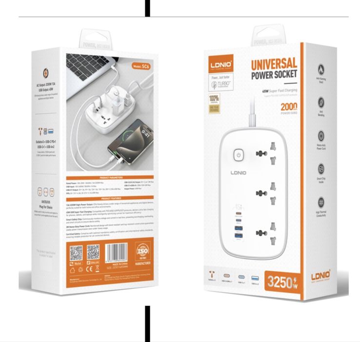 Сетевой фильтр LDNIO SC6 45 Вт с портом USB-C