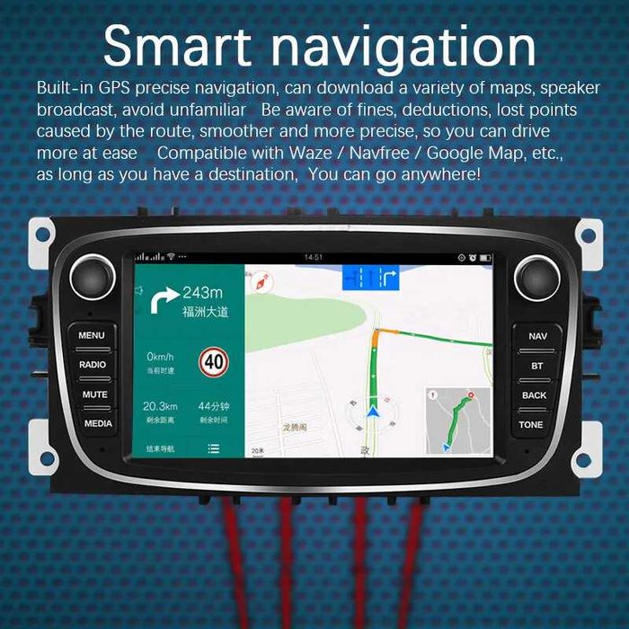 Мултимедия за Ford Focus S-Max Mondeo Galaxy Kuga с Android Навигация