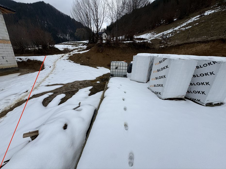 Teren 1200 mp + Proiect Casa (Radier finalizat)+ materialele incluse.