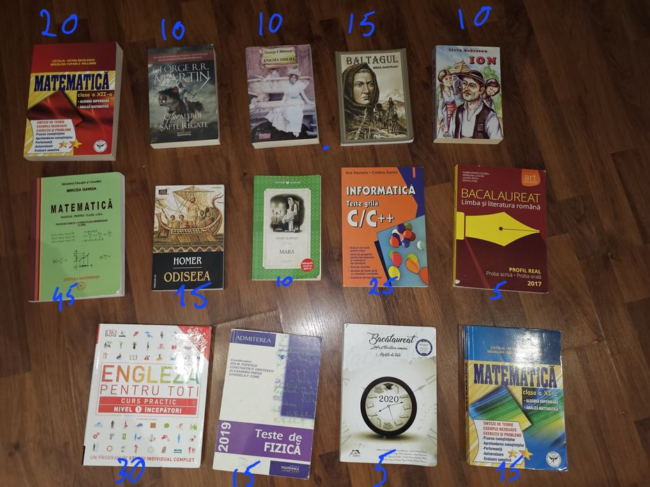 Cărți matematică, informatică, fizica, română, engleza, lectură