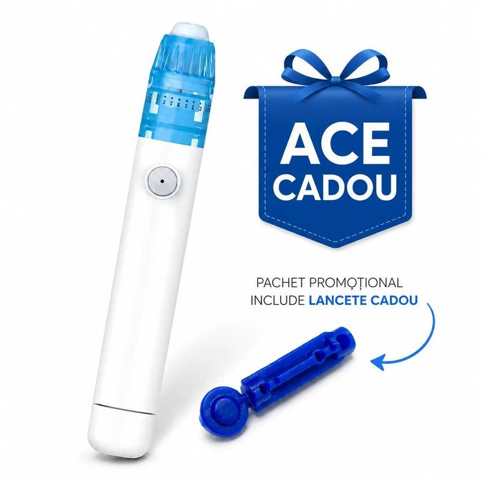 Pachet dispozitiv de înțepare cu vacuum + 100 lancete 30G pentru testarea glicemiei