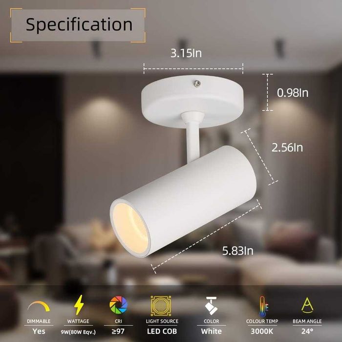 Aisilan прожектор LED бял димируем въртящ се за таван 7W 3000K - бял