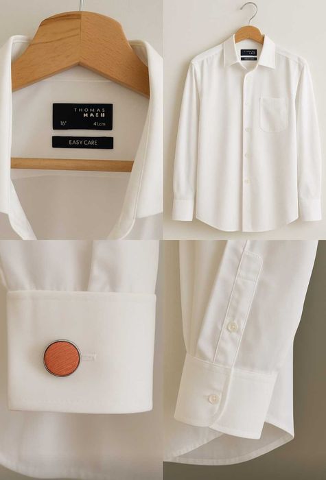 Мъжка бяла риза Thomas Nash – с ръкавели