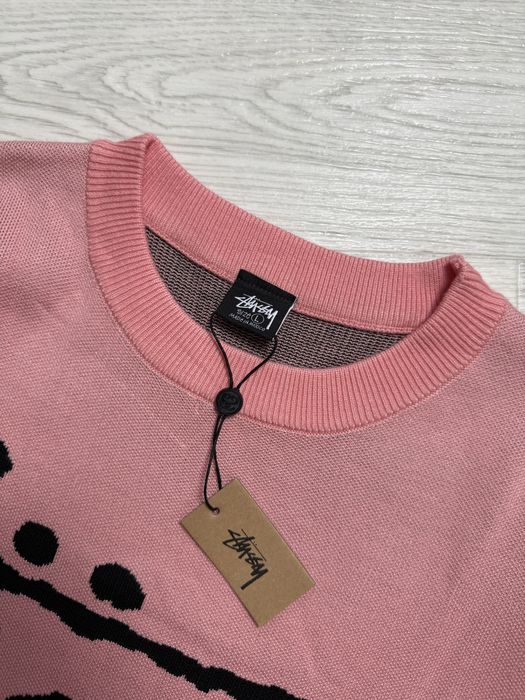 Класически плетен пуловер Stussу с разпознаваемо лого