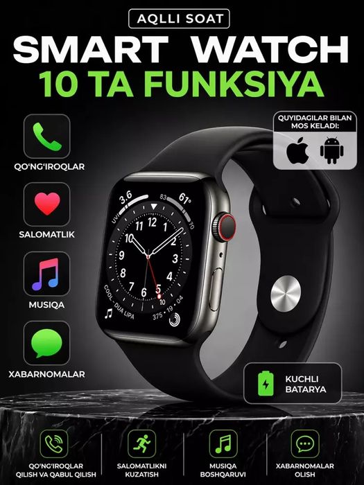 Mahsulot haSmart watch, Iwatch,qora, WATCH SERIES 10
Zamonaviy va qula
