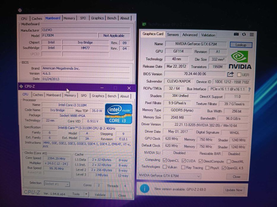 Placa baza laptop gaming Celvo P170em + placa video GTX 675m 2gb ddr5/256 biti + gratis carcasa completa + tastatura iluminata, laptop incomplet