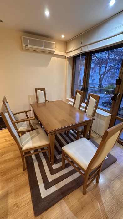 Почти Нови Маса + 6 стола от естествена кожа