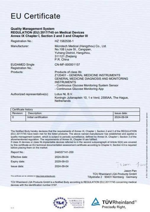 Senzor CGM LinX pentru masurarea activa a glicemiei