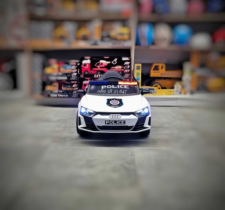 ПРОМОЦИЯ!НОВО!Акумулаторна кола AUDI POLICE с 12V батерия,EVA ГУМИ,USB