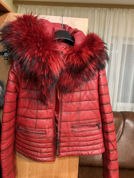 Geaca piele cu gluga